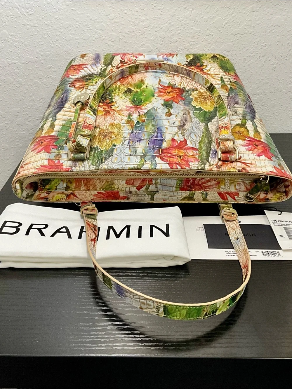 Brahmin Ezra SUCCULENT BLOOM MELBOURNE DI Floral Tote Bag W/Eye